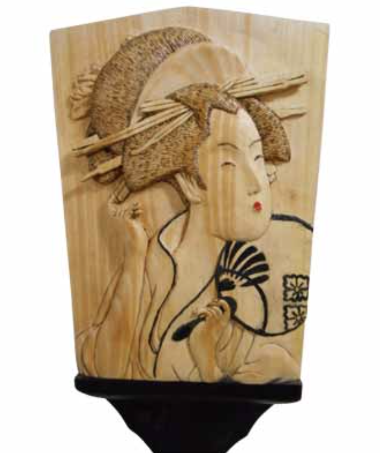 Carving of an Utamaro woodblock print