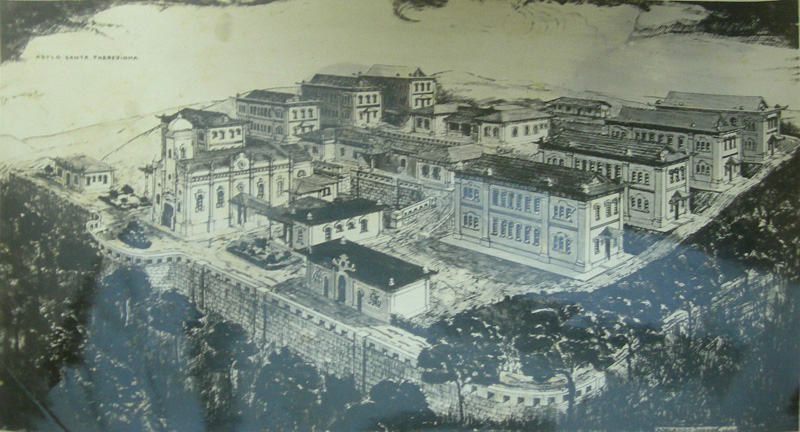 Aerial drawing of the Preventório Santa Terezinha, São Paulo