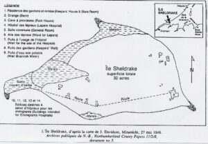 Map of Sheldrake Island, 1843. (Source: Musée Historique de Tracadie)