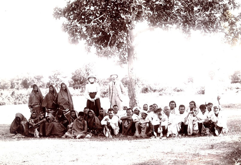 Mr and Mrs Penner with a group of leprosy patients, Champa. 1904