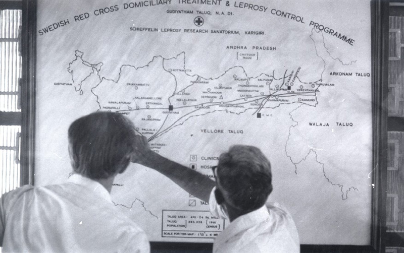 Map of Karigiri Leprosy Control Programme in the villages. 1975