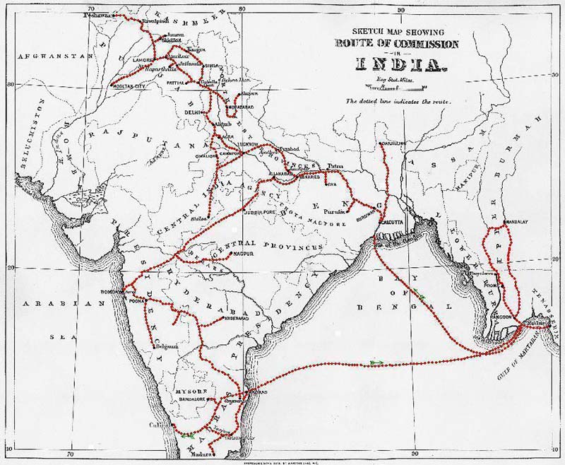 Route of Leprosy Commission in India, 1890