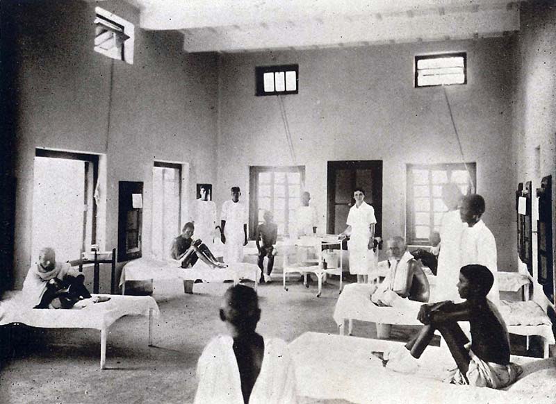 The admission wards, where treatment by injection was administered under the supervision of the medical staff by trained leprosy-affected men and women.